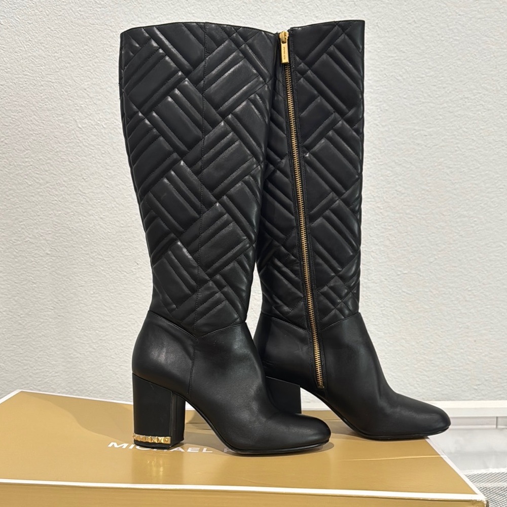 Michael Kors Black Quilted Knee-High Boots
